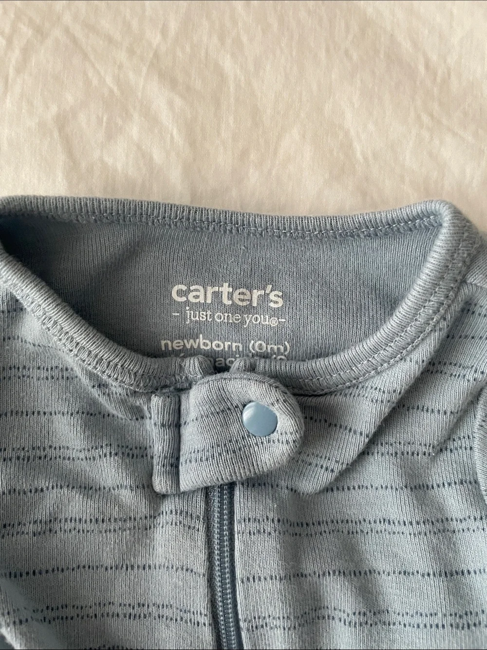 Carter's Light Blue Striped Footed One-Piece Zip Pajama